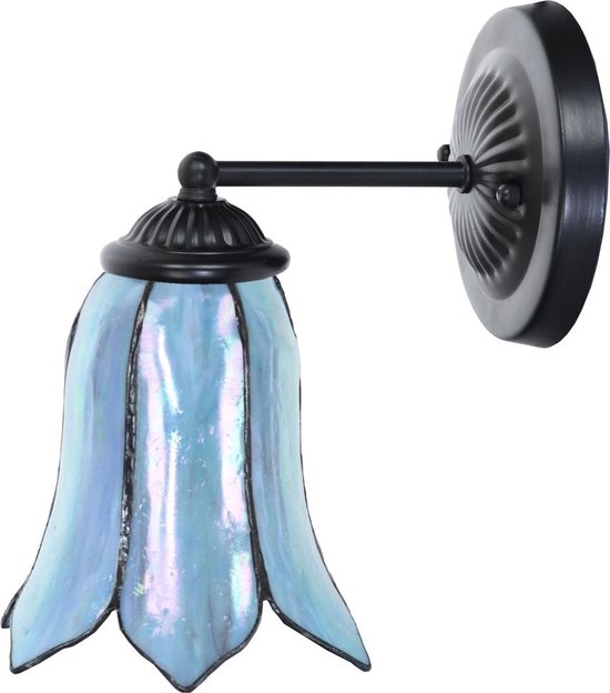 Art Deco Trade - Tiffany wandlamp zwart met Gentian Blue
