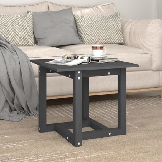 vidaXL Salontafel 50x50x45 cm en pin massif gris - Table basse - Tables basses - Table - Table d'appoint