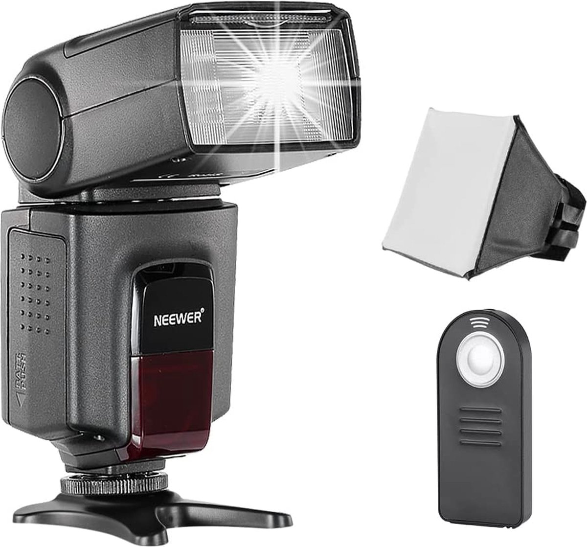 Neewer® - TT560 Flitser Speedlite Flitsset Geschikt voor Canon Nikon Sony Pentax DSLR camera met Standaard Flitsschoen - incl. 1 x TT560 Flitsapparaat - 1 x Soft Diffuser - 1 x Afstandsbediening - 4 x Batterijen