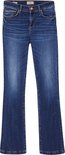 Donkerblauwe LTB Jeans Fallon flared jeans met lichte wassing, staand weergegeven.