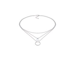 Elli - Halsketting - Dames Laagje Cirkel Hanger Gedraaid Tijdloos Trend Blogger in 925 Sterling Zilver - Dames
