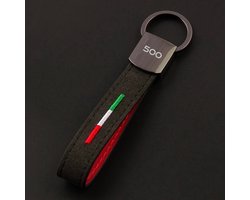 Luxe Alcantara Auto Sleutelhanger - Past bij Italiaanse Auto's / Universeel - Italiaanse Vlag in Zwart - Keychain Sleutel Hanger Cadeau - Auto Accessoires