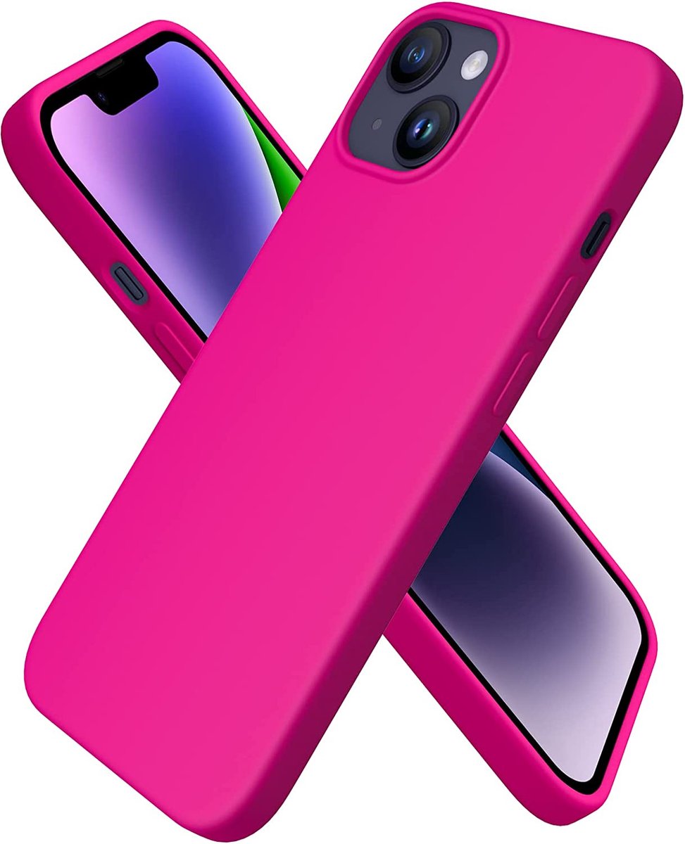 Compatibel met iPhone 14, hoes 6,1 inch 2022, siliconen case, ultradun, volledige bescherming, vloeibare siliconen telefoonhoes, bescherming voor iPhone 14 6,1 inch 2022, lichtroze