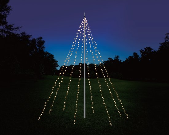 Vlaggenmast Kerstboom - 640 LED Warm wit - 8 Strengen - Professionele kwaliteit - in opbergbox - Merkloos