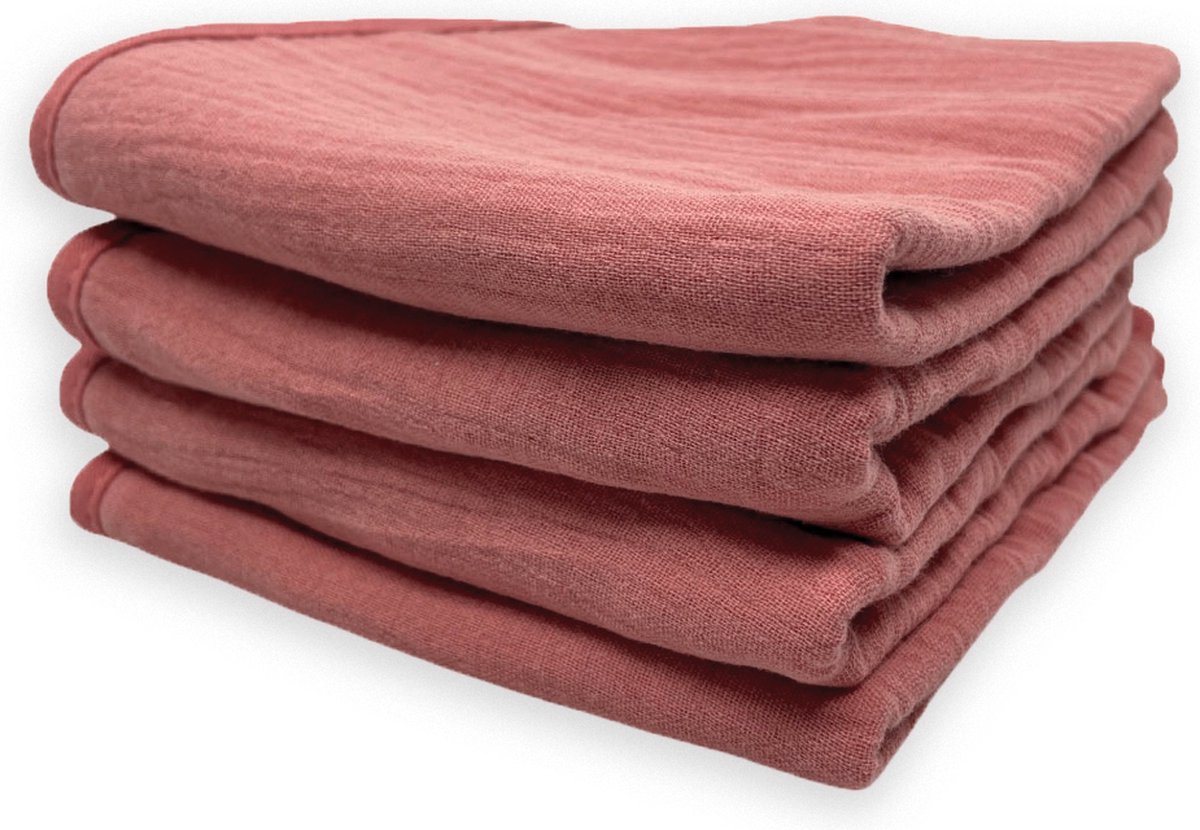 Goedkoopste Smikkels - Baby Spuugdoekjes - Monddoekjes - set van 4 stuks - Roze - Dubbellaags - 100 biologisch katoen - hydrofiel met badstof