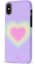xoxo Wildhearts Daydreamer Double Layer - Hoesje geschikt voor iPhone X hoesje - Dames hoesje geschikt voor iPhone Xs / X - Kleurrijk hoesje geschikt voor iPhone X hoesje shockproof case - Roze hoesje met hartje