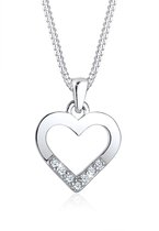 Elli PREMIUM Dames Halsketting Dames Hart Uitgesneden Hanger Liefde Elegant met Diamant (0.035 ct.) in 925 Sterling Zilver