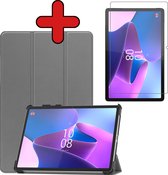 Hoes Geschikt voor Lenovo Tab P11 Pro Hoes Book Case Hoesje Trifold Cover Met Uitsparing Geschikt voor Lenovo Pen Met Screenprotector - Hoesje Geschikt voor Lenovo Tab P11 Pro Hoesje Bookcase - Grijs