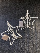 Set de 2 étoiles de Noël blanches 3D avec ornements de pendentif de Noël à paillettes 16cm