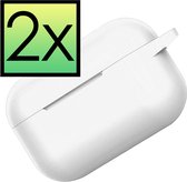 Hoes Geschikt voor Airpods Pro Hoesje Cover Silicone Case Hoes - Transparant - 2x