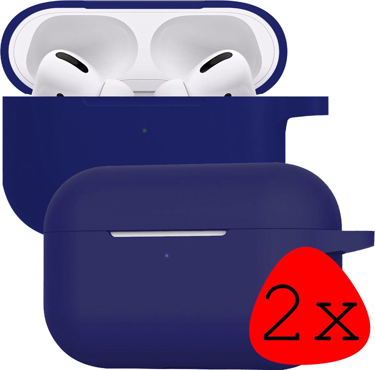 Case Geschikt voor AirPods Pro 2 Hoesje Siliconen Hoes Cover - Hoes Geschikt voor Apple AirPods Pro 2 Case Siliconen - Donkerblauw - 2 Stuks