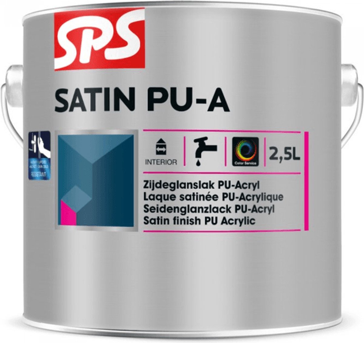 SPS zijdeglans satin pu-a wit 0,75 ltr
