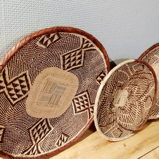 Boho wandmand, rotan wanddecoratie, ronde geweven