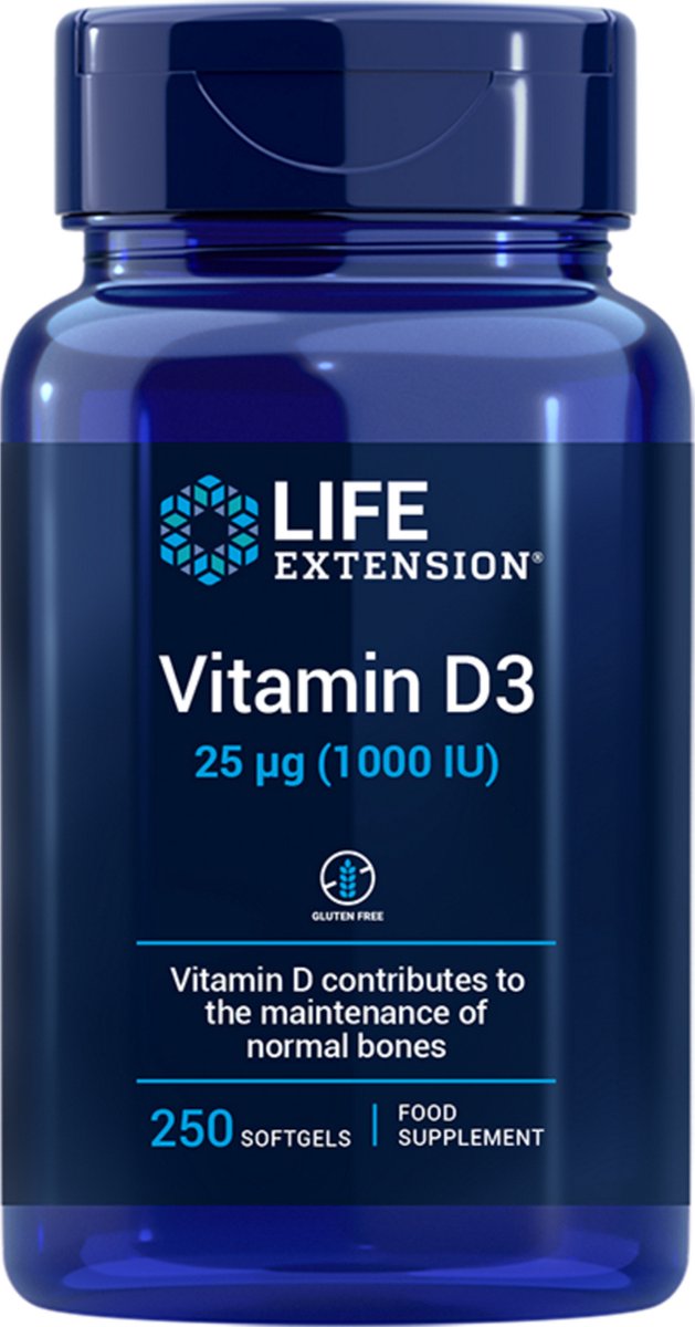 Goedkoopste Vitamin D3 - 1000 IU (250 gelcapsules) - Life Extension