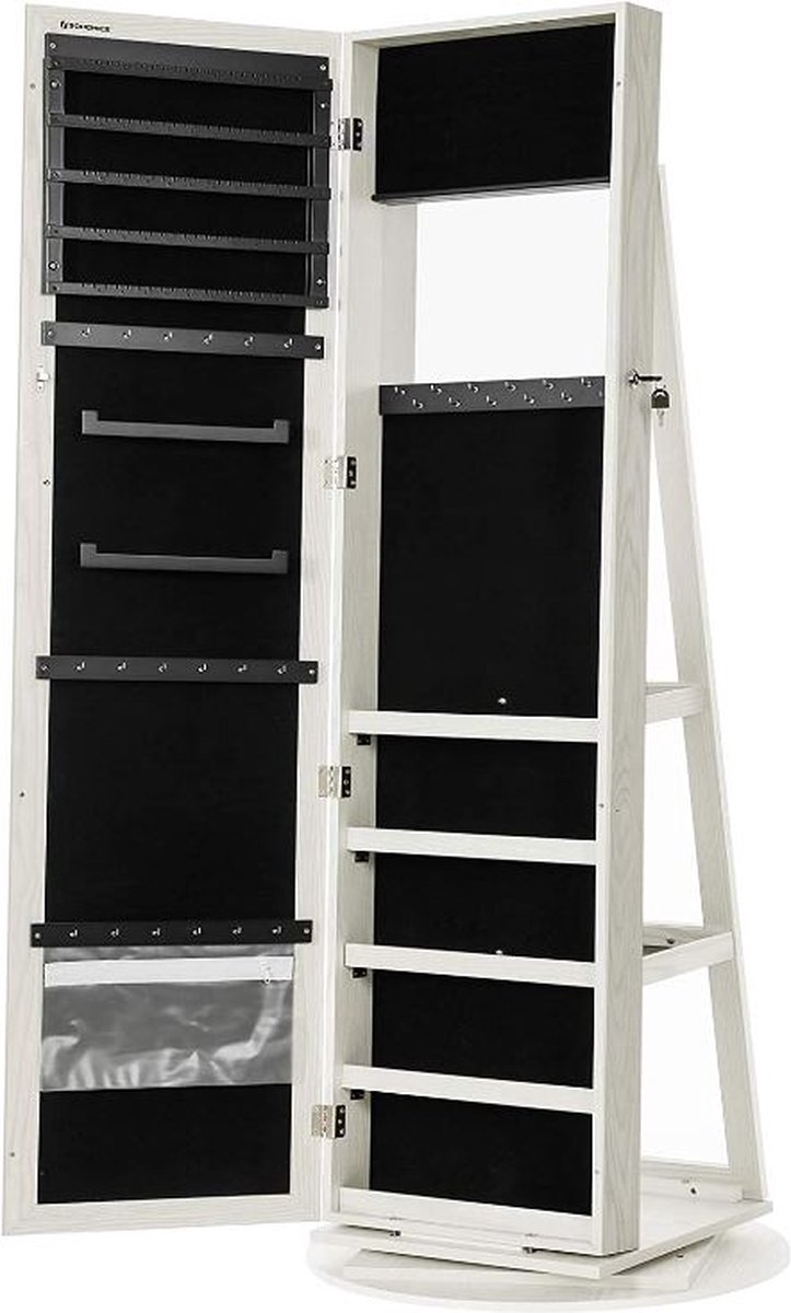 MIRA Home - Sieradenkast - Spiegelkast - Wit - Hout - 55x55x160