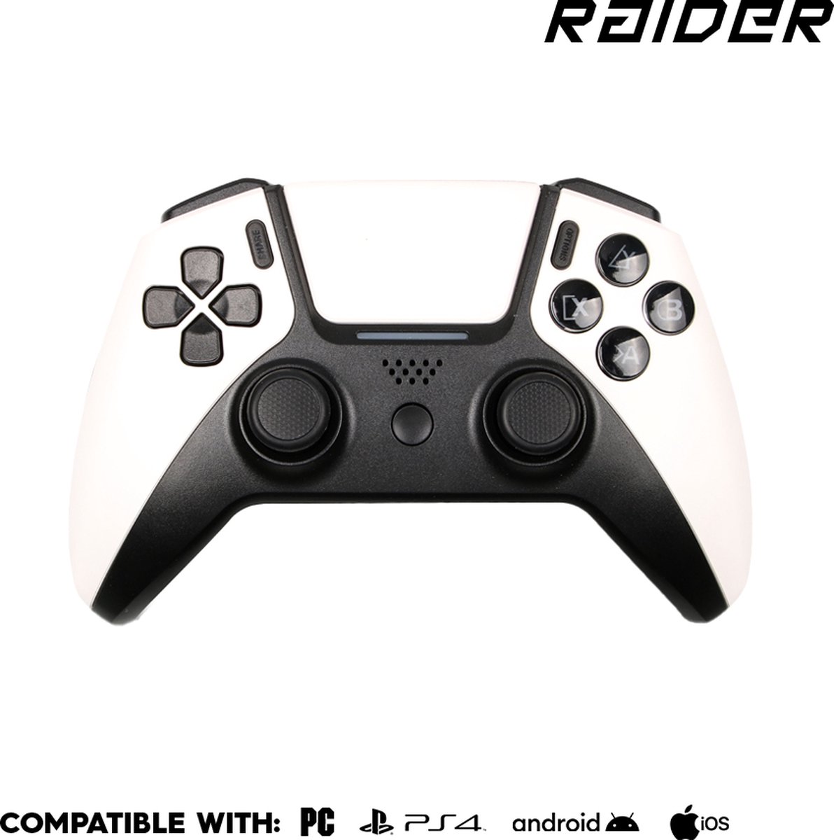 RAIDER ULTRA Game Controller - Draadloos - Bluetooth - Geschikt voor PC, PS4 en Smartphone - Wit/Zwart