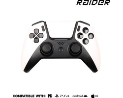 foto van RAIDER ULTRA Game Controller - Draadloos - Bluetooth - Geschikt voor PC, PS4 en Smartphone - Wit/Zwart