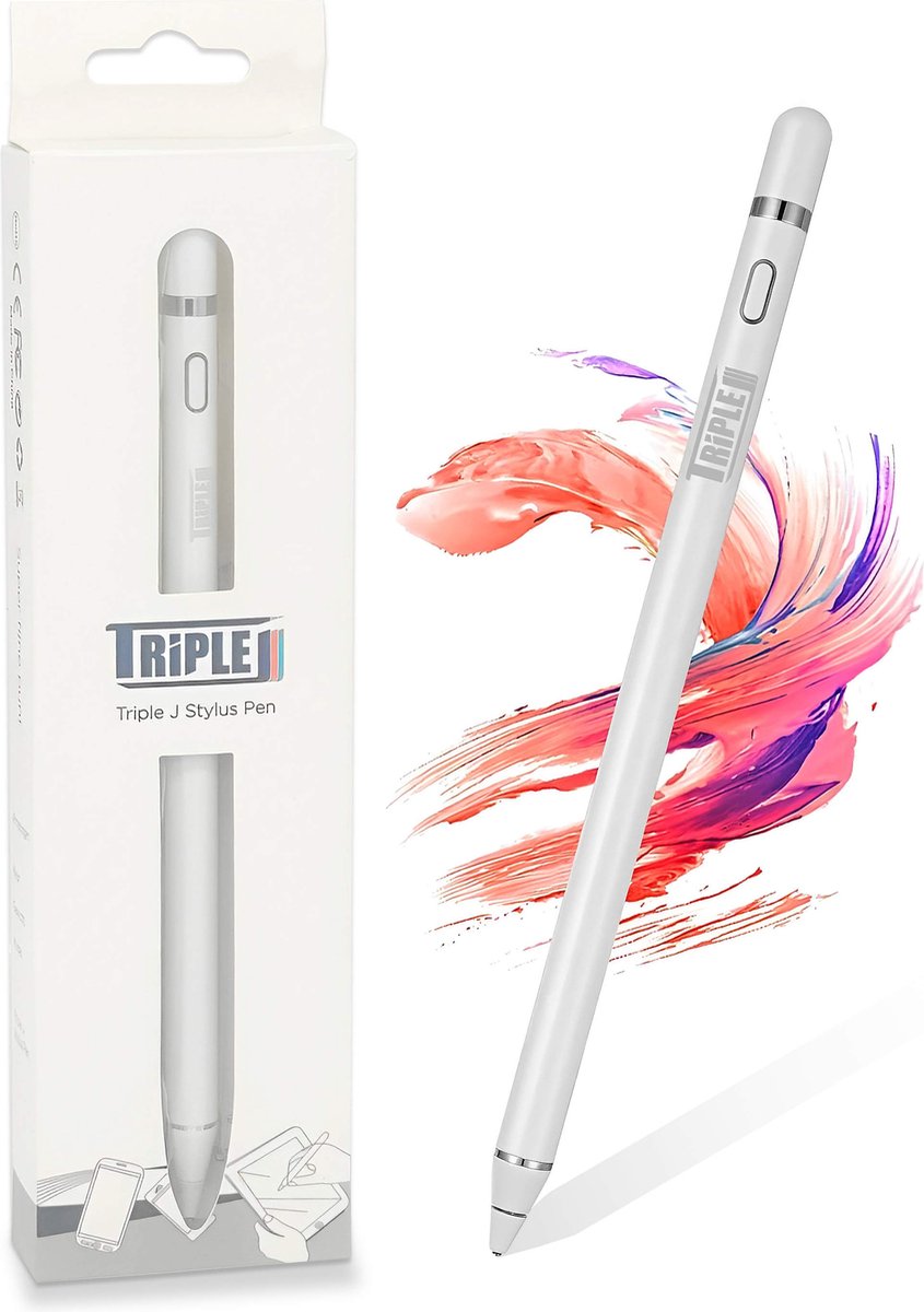 Triple J® Stylus Pen - Touch Pen - Touchscreen Pen Universeel - Wit
