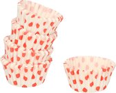 Mini muffin en cupcake vormpjes - 90x - rood - papier - 4 x 4 x 2 cm