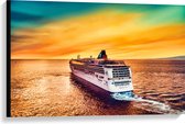 WallClassics - Canvas  - Groot Cruiseschip op Water met Felle Lucht - 90x60 cm Foto op Canvas Schilderij (Wanddecoratie op Canvas)