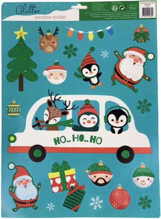Stickers Fenêtres de Noël - Assorti - Multicolore - Bus de Noël - Décorations de Noël - Décoration de Noël - Noël - Décoration de fenêtre