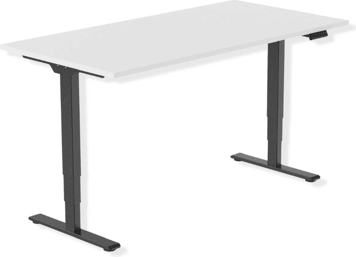 Office Hero® Elektrisch Zit Sta Bureau - Zwart Frame Wit Blad - LED Display - In Hoogte Verstelbaar