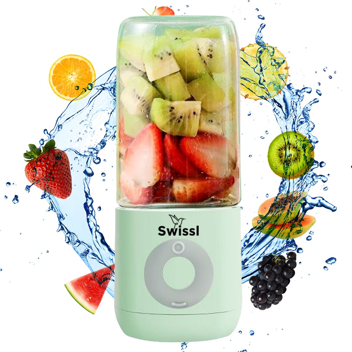 Swissl Blender to go – Mini blender – draagbaar – draadloos – portable – smoothie maker juicer groen