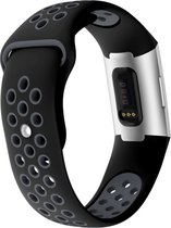 Siliconen bandje - geschikt voor Fitbit Charge 3 / Charge 4 - zwart-grijs