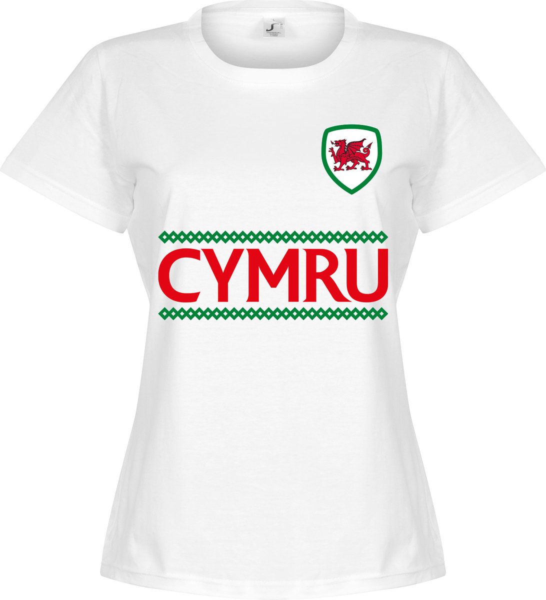 Cymru Reliëf Dames Team T-Shirt - Wit - XXL