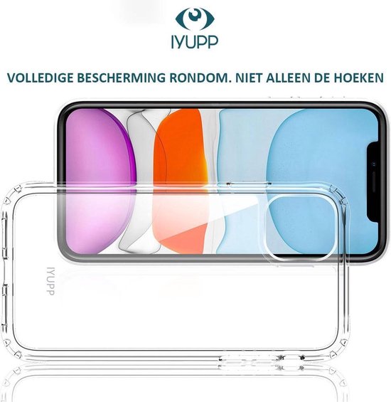IYUPP Set met Hoesje Transparant en 2 Screenprotectors geschikt voor iPhone 14 Pro Hoesje - Met 2 Tempered Glass Screenprotectors - Transparant