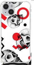 Telefoonhoesje Geschikt voor iPhone 14 Plus Stevige Bumper Hoesje met transparante rand Skull Red