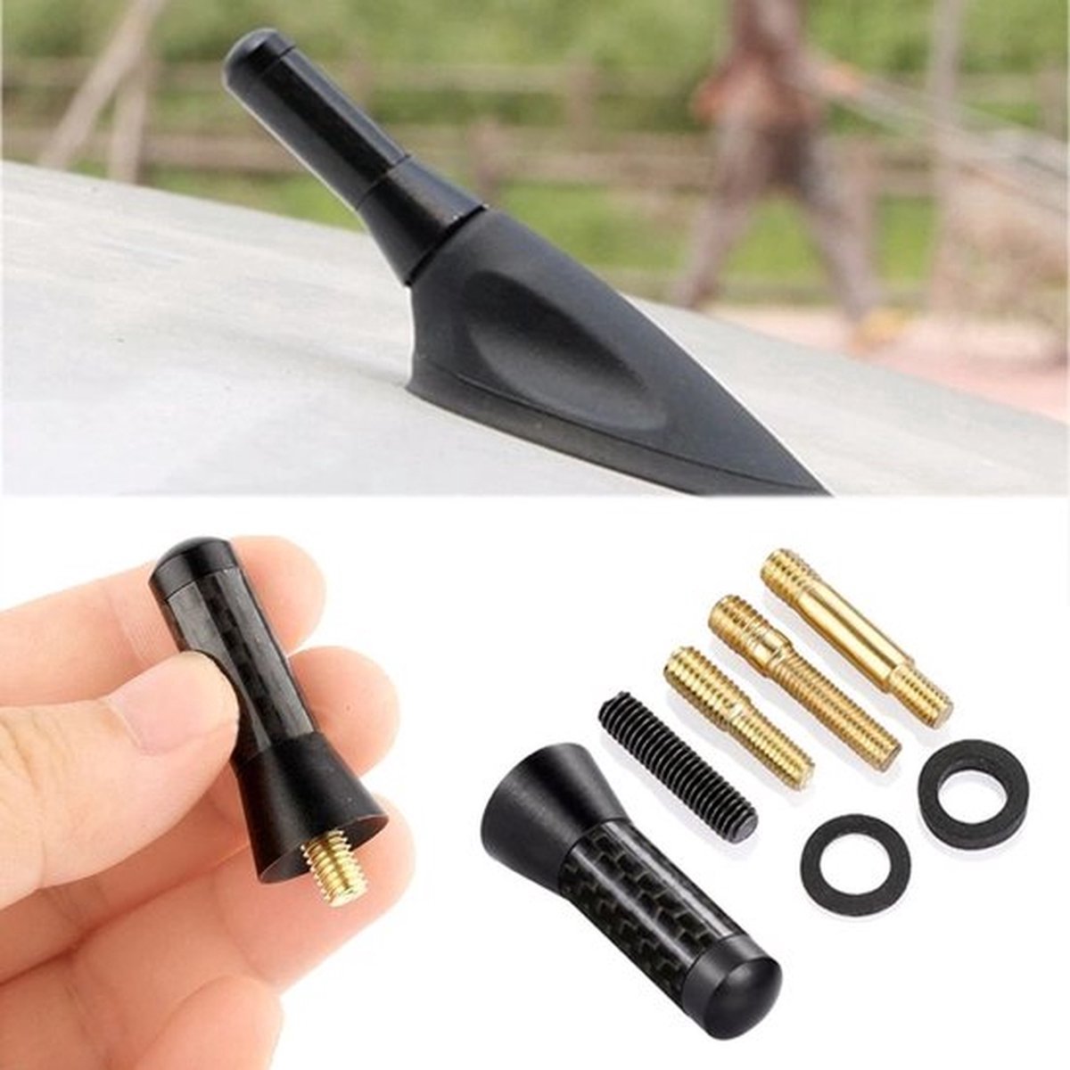 Antenne - Auto antenne - Carbon fiber antenne - Korte antenne universeel -Zwart
