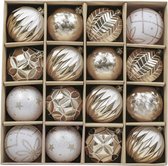 Collections JMP | Boules de Noël | Ensemble de 16 pièces | Décorations de Noël | Boules de Noël incassables | Plastique | Plastique | Wit et or