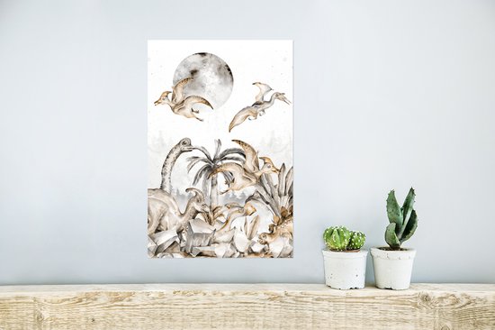 Poster Dinosaurus - Décoration Jungle - Enfants - Garçons - Vert - 20x30 cm - Poster Boys Room - Poster Kids Room Boy