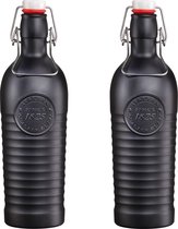 4x Bouteille Verres / bouteille de conservation noir mat avec bouchon pivotant 1,2 litres - Bouteilles de conserve en verre - Bouteilles de limonade
