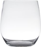 Transparante home-basics vaas/vazen van glas 15 x 12 cm - Bloemen/takken/boeketten vaas voor binnen gebruik