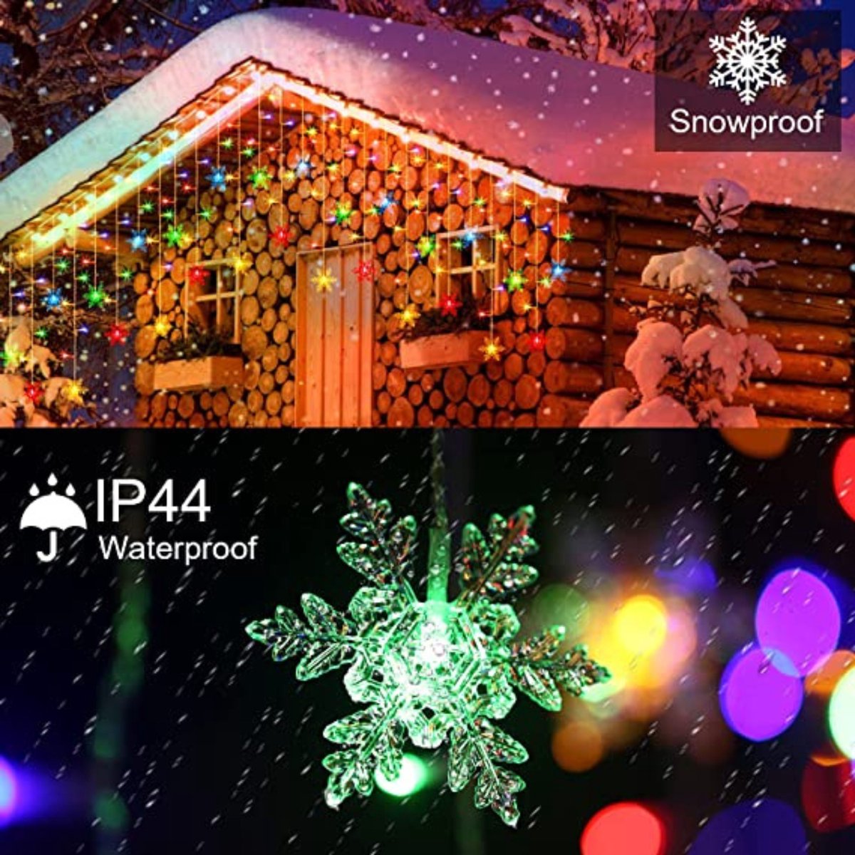 LAFIORA Kerstverlichting LED lichtsnoer sneeuwvlokken 330