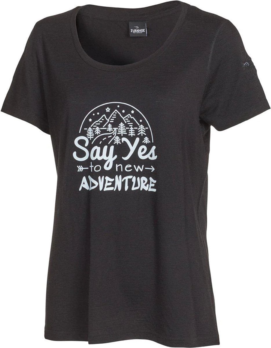 Ivanhoe t-shirt Meja Adventure voor dames - 100% merino wol - Zwart