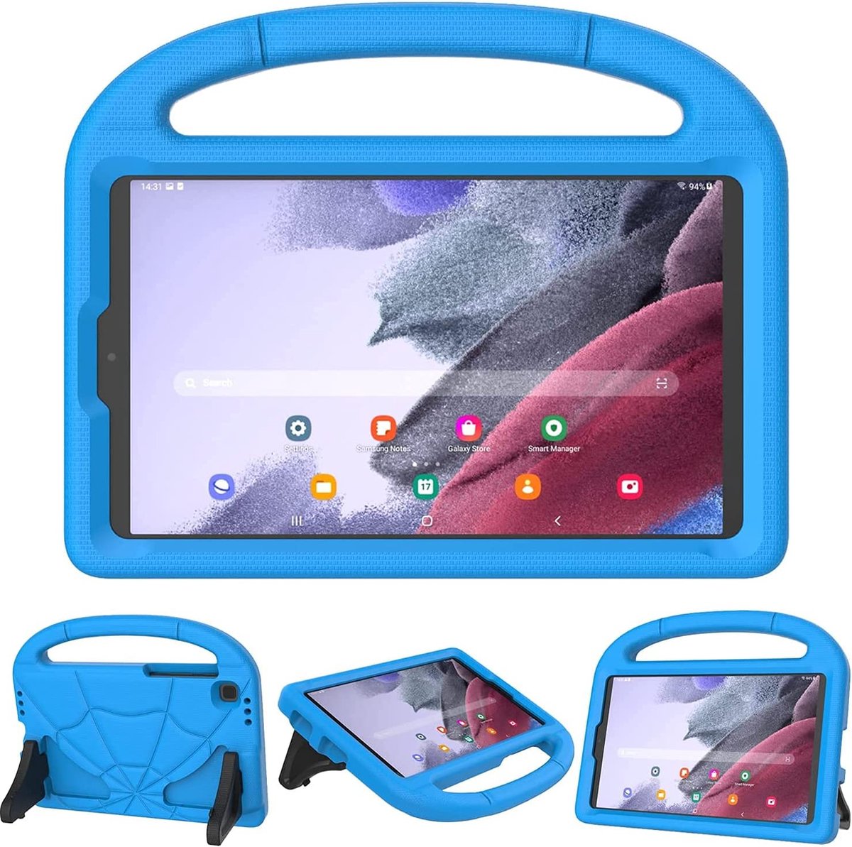 Tablethoes Geschikt voor: Samsung Galaxy Tab A7 Lite 8.7 inch 2021 (SM--T220 / T225 / T227) Siliconen hoes voor kinderen Schokbestendig hoesje met handvat en standaard - blauw
