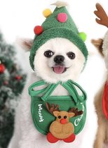 Kerstpak voor Kleine Hond of Kat - Muts en Sjaal - Maat S - kerstcadeau - Hondenkleding - Groen