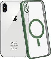 ShieldCase geschikt voor Apple iPhone X hoesje transparant Magneet metal coating - donkergroen - Backcover hoesje magneet - Doorzichtig hoesje met oplaad functie