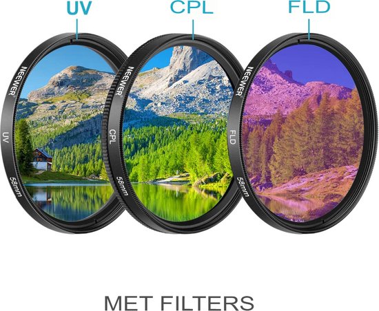NEEWER 43mm ND Filter Set + Lensaccessoires - ND2 ND4 ND8 UV FLD CPL Met Lensdop En Zonnekap