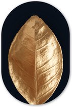 Wall Oval - Décoration murale Plastique - Peinture Ovale - Zwart - Or - Feuille - 60x90 cm - Forme miroir ovale sur plastique