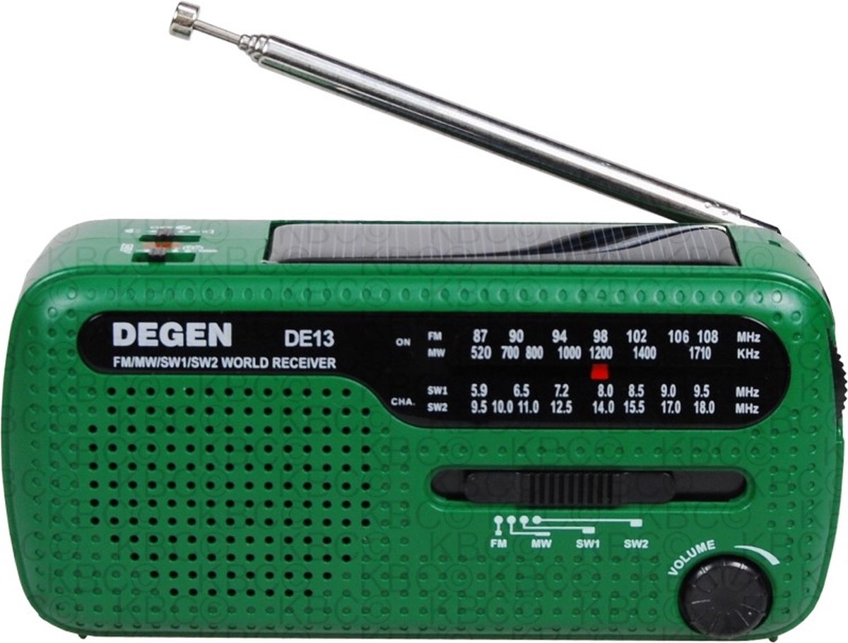 Degen DE13 Noodradio - AM / FM / MW – Powerbank – Opwindbaar – Zonnepaneel – Survival radio - Dynamo