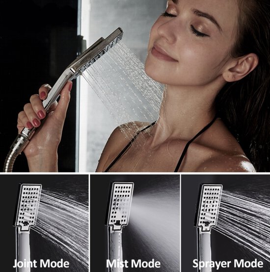 Ensemble de douche SaniSupreme® Manhattan Premium de Luxe LCD 10 pouces pluie douche carrée 2 voies chrome intégré