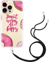 iPhone 14 Pro Max Hoesje met Koord Donut Worry - Designed by Cazy