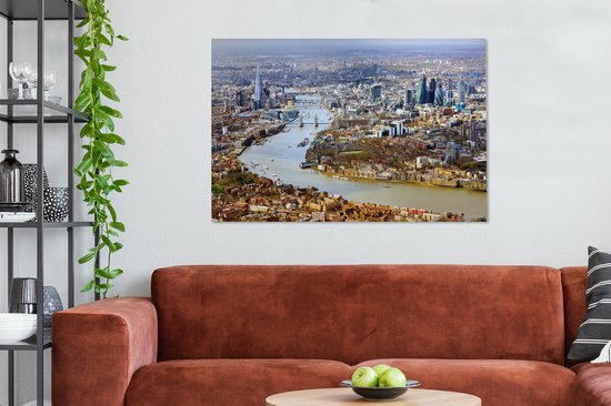 Vue aérienne de Londres en toile 120x80 cm - impression photo sur toile peinture Décoration murale salon / chambre à coucher) / Villes Peintures Toile