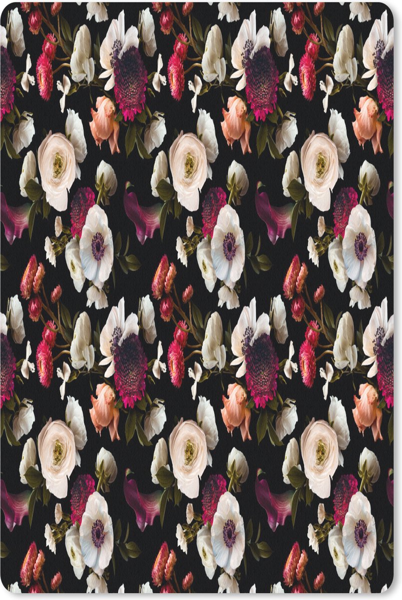 Muismat - Mousepad - Bloemen - Anemoon - Collage - Kleur - 18x27 cm - Muismatten