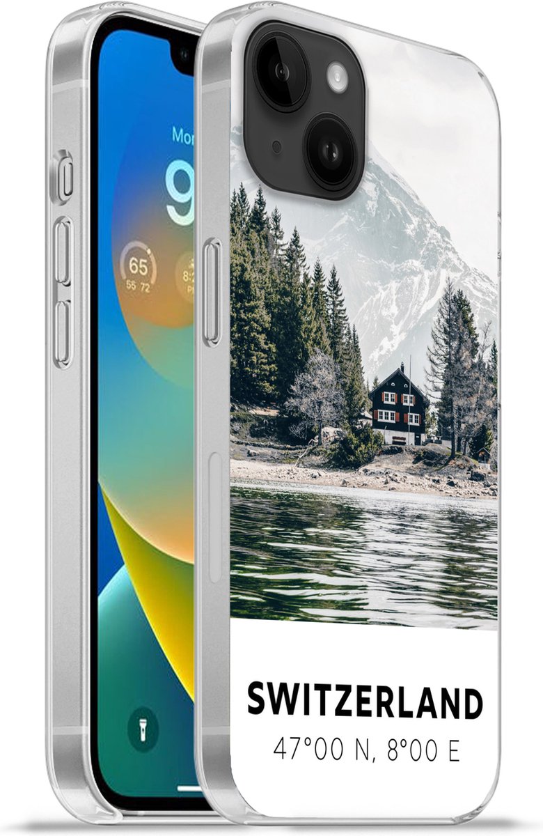 Telefoonhoesje Geschikt voor Apple Iphone 14 Plus hoesje - Zwitserland - Berg - Chalet - Siliconen Telefoonhoesje Telefoonhoesje