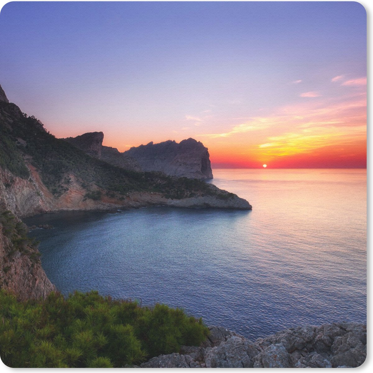 Muismat 30x30 cm - Mousepad Zee - Rots - Berg - Natuur - Muismatten